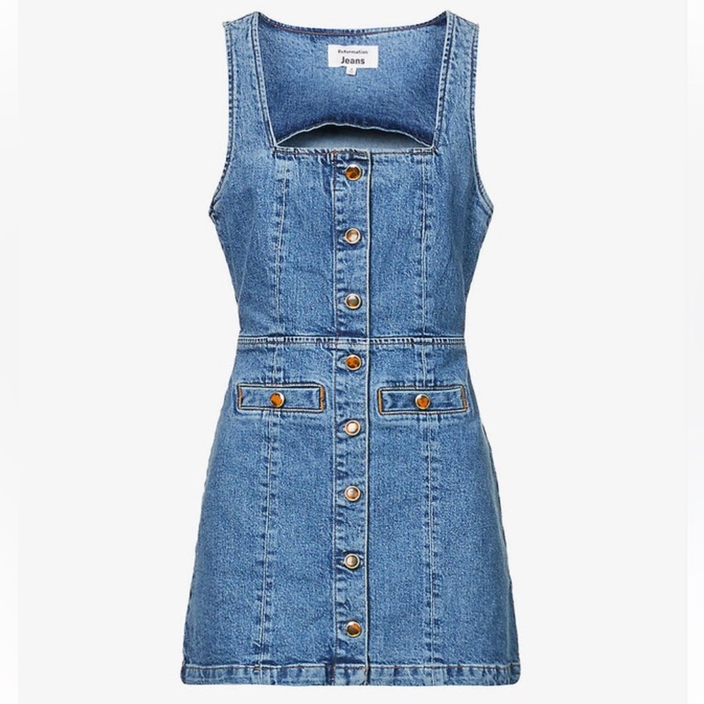 REFORMATION Dionne Stretch-Denim Mini Dress